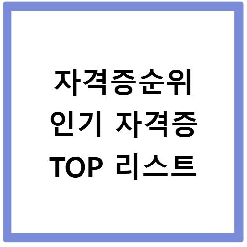 자격증순위 인기 자격증 TOP 리스트